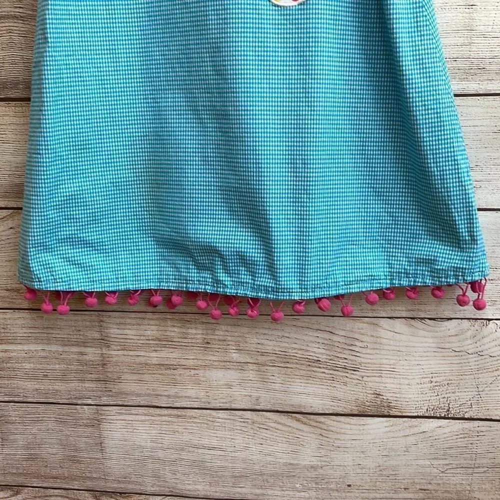 VINTAGE‎ POTATO SAKS GINGHAM DRESS WITH APPLIQUÉD FLIP-FLOPS